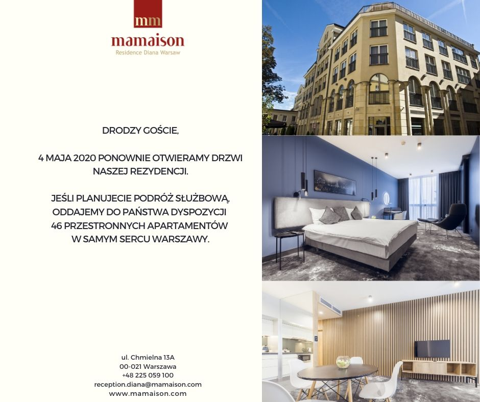 Mamaison Residence Warsaw Diana ponownie otwarta