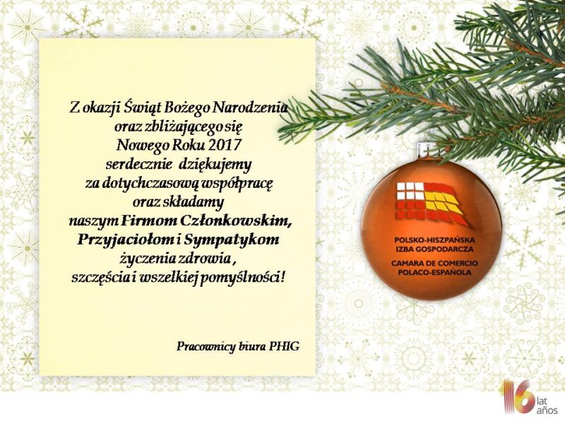 Wesołych Świąt Bożego Narodzenia! Świąteczne godziny otwarcia Biura PHIG