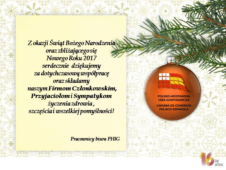 Wesołych Świąt Bożego Narodzenia! Świąteczne godziny otwarcia Biura PHIG